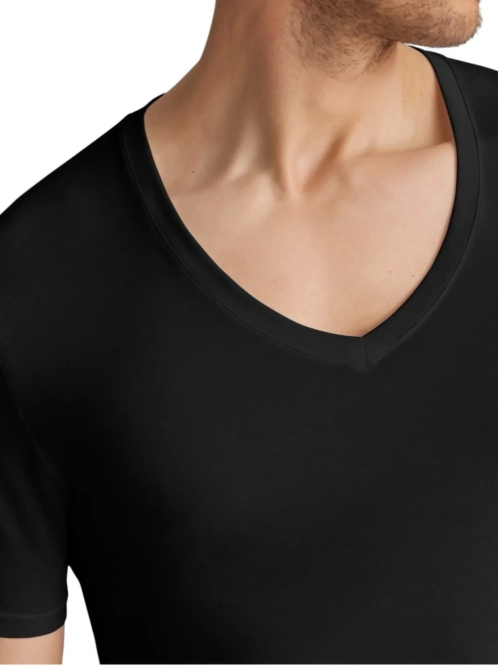 Tommy John Men's XL Undershirt Black Second Skin Deep V-Neck Stay-Tucked